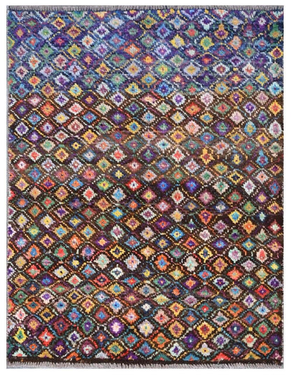 Taimany - Multicolor Tribal Wool Rug - Hand-Knotted 109x81cm