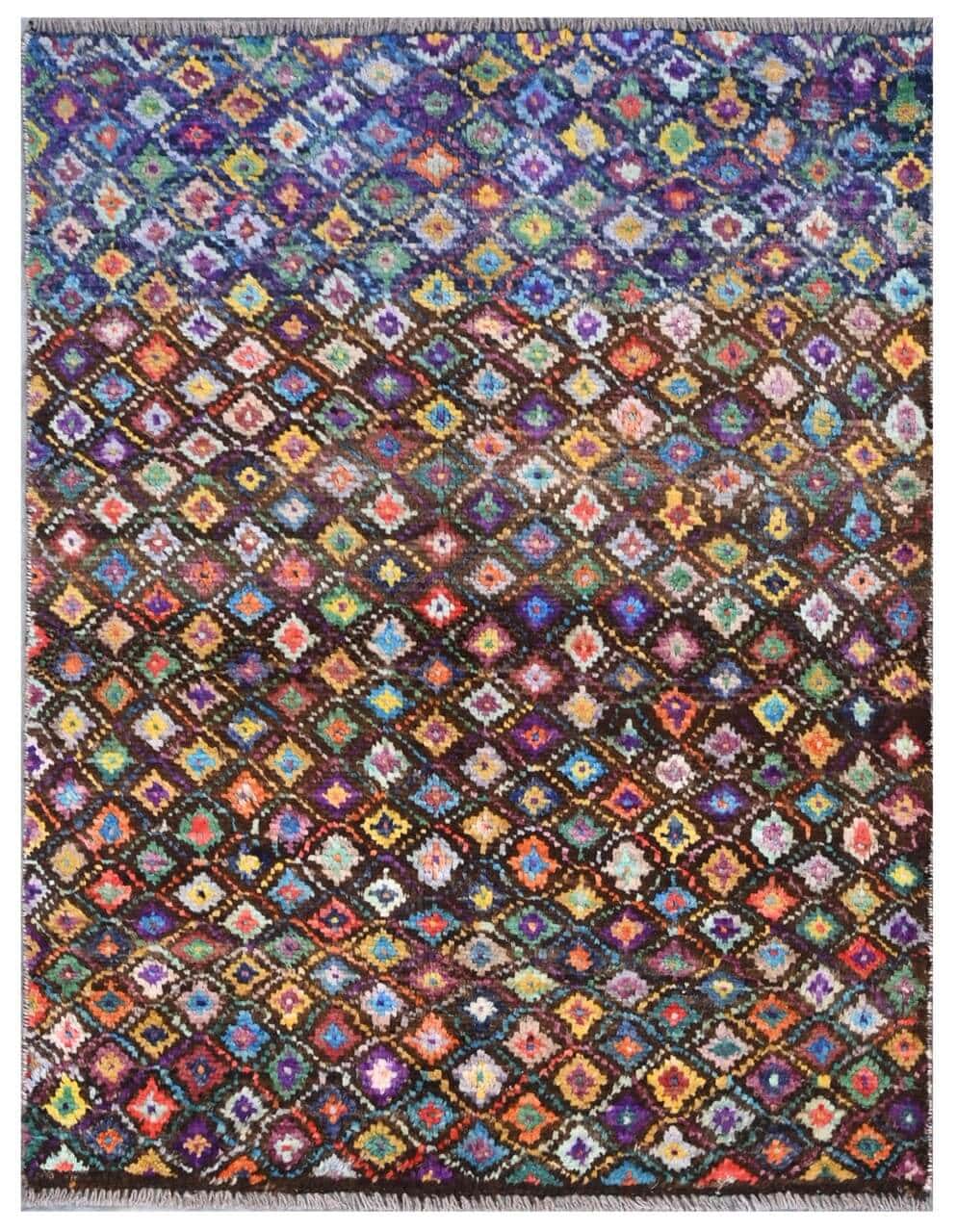 Taimany - Multicolor Tribal Wool Rug - Hand-Knotted 109x81cm