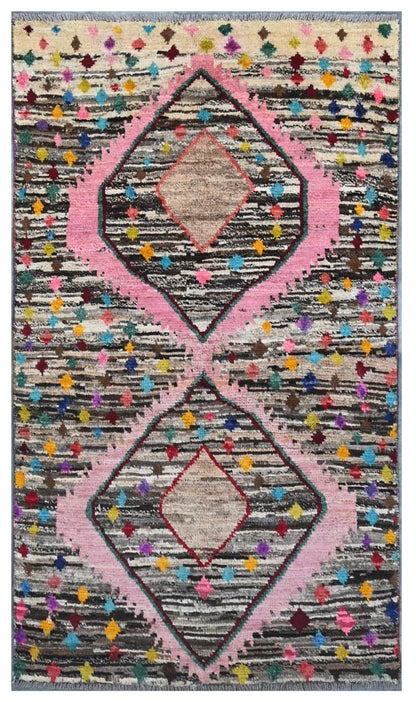 Taimany - Multicolor Tribal Wool Rug - Hand-Knotted 142x80cm