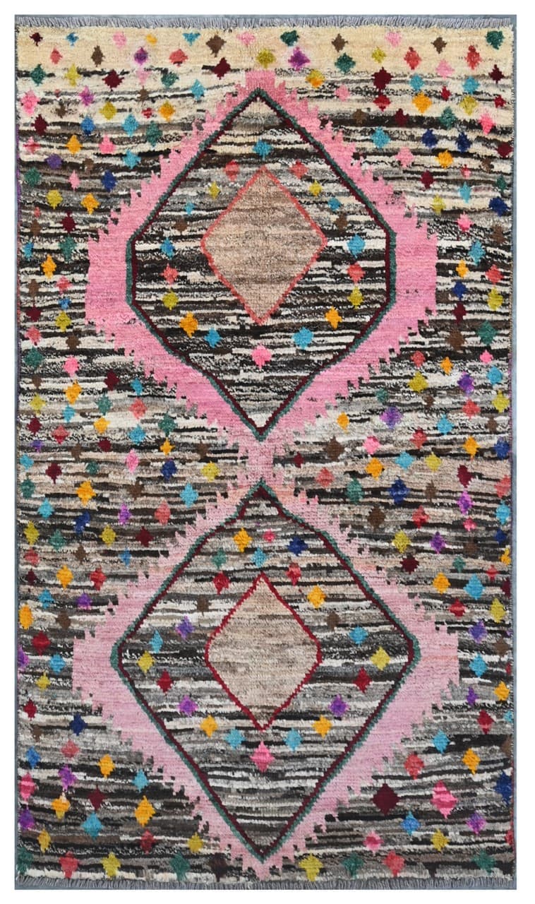 Taimany - Multicolor Tribal Wool Rug - Hand-Knotted 142x80cm