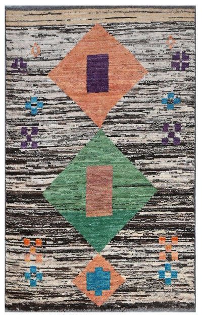 Taimany - Tappeto Tribale in Lana Multicolore - Fatto a Mano 146x86cm - CarpetLiving