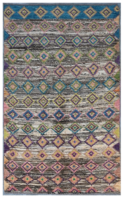 Taimany - Tappeto Tribale in Lana Multicolore - Fatto a Mano 149x86cm - CarpetLiving