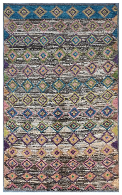 Taimany - Multicolor Tribal Wool Rug - Hand-Knotted 149x86cm