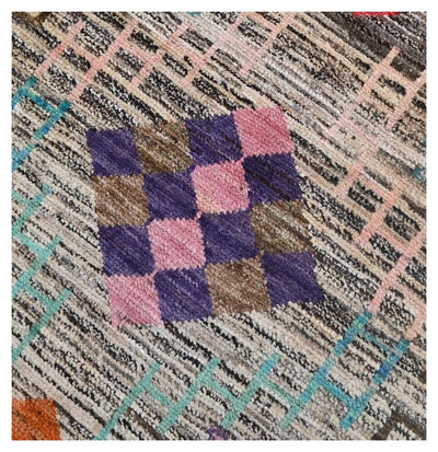 Taimany - Tappeto Tribale in Lana Multicolore - Fatto a Mano 203x77cm - CarpetLiving