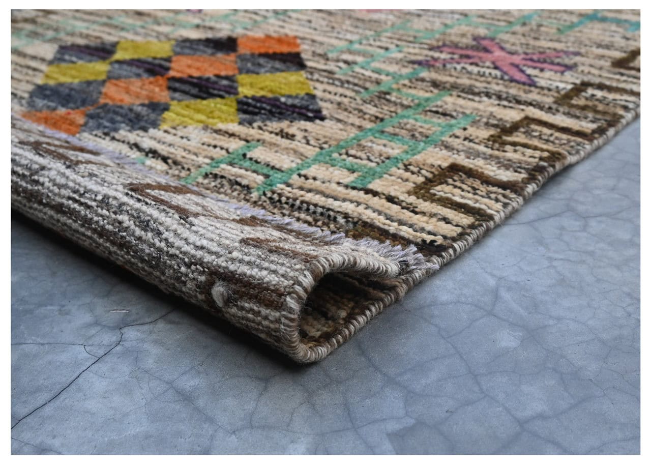 Taimany - Multicolor Tribal Wool Rug - Hand-Knotted 203x77cm