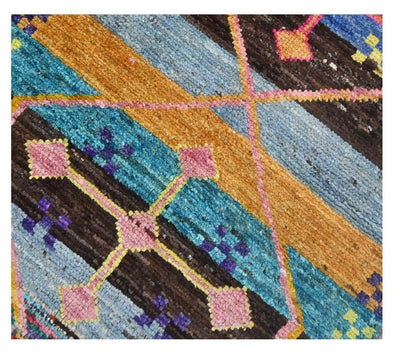 Taimany - Tappeto Passatoia Tribale in Lana Multicolore - Fatto a Mano 279x69cm - CarpetLiving