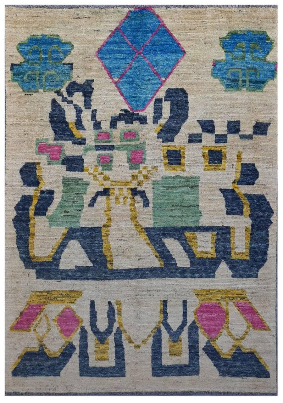 Taimany - Multicolor Tribal Wool Rug - Hand-Knotted 200x143cm
