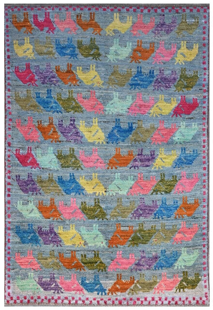 Taimany - Multicolor Tribal Wool Rug - Hand-Knotted 189x121cm
