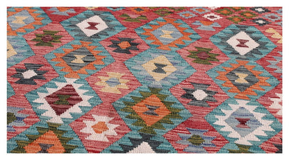 Tappeto Kilim Kaudani Afghan fatto a mano multicolore 302x200cm