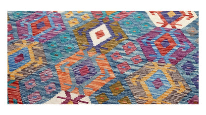 Tappeto Kilim Kaudani Afghan fatto a mano multicolore 297x201cm
