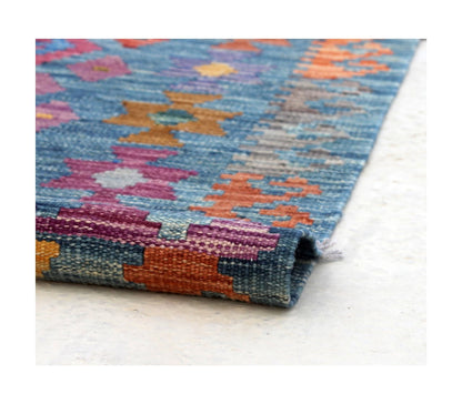 Tappeto Kilim Kaudani Afghan fatto a mano multicolore 297x201cm