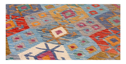 Tappeto Kilim Kaudani Afghan fatto a mano multicolore 300x200cm