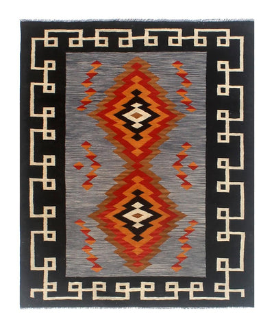 Tappeto Kilim moderno in lana multicolore 202x149cm