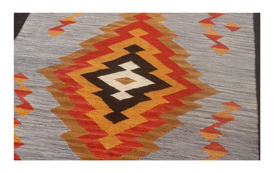 Tappeto Kilim moderno in lana multicolore 202x149cm