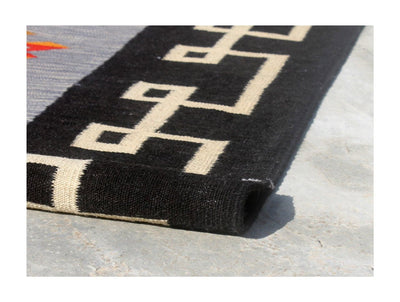 Tappeto Kilim moderno in lana multicolore 202x149cm