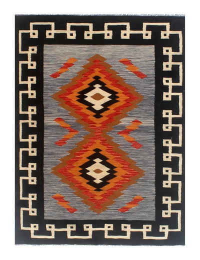 Tappeto Kilim moderno in lana multicolore 202x145cm - CarpetLiving