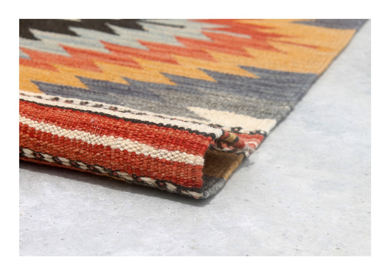Tappeto Kilim Kaudani Afghan fatto a mano multicolore 347x254cm