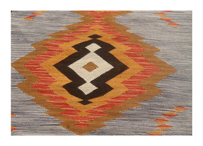 Tappeto Kilim moderno in lana multicolore 179x126cm