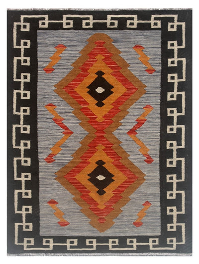 Tappeto Kilim moderno in lana multicolore 149x101cm