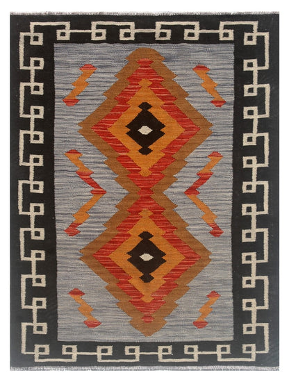 Modern wool Kilim carpet multi 149x101cm