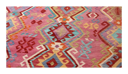 Tappeto Kilim Kaudani Afghan fatto a mano multicolore 292x251cm