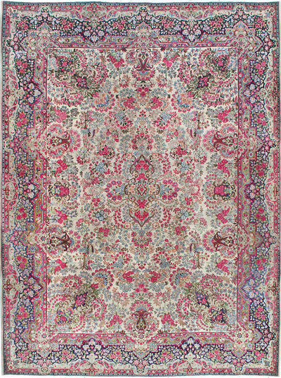 Tappeto Kerman Antico Persiano Autentico | Annodato a Mano 366x276cm - CarpetLiving