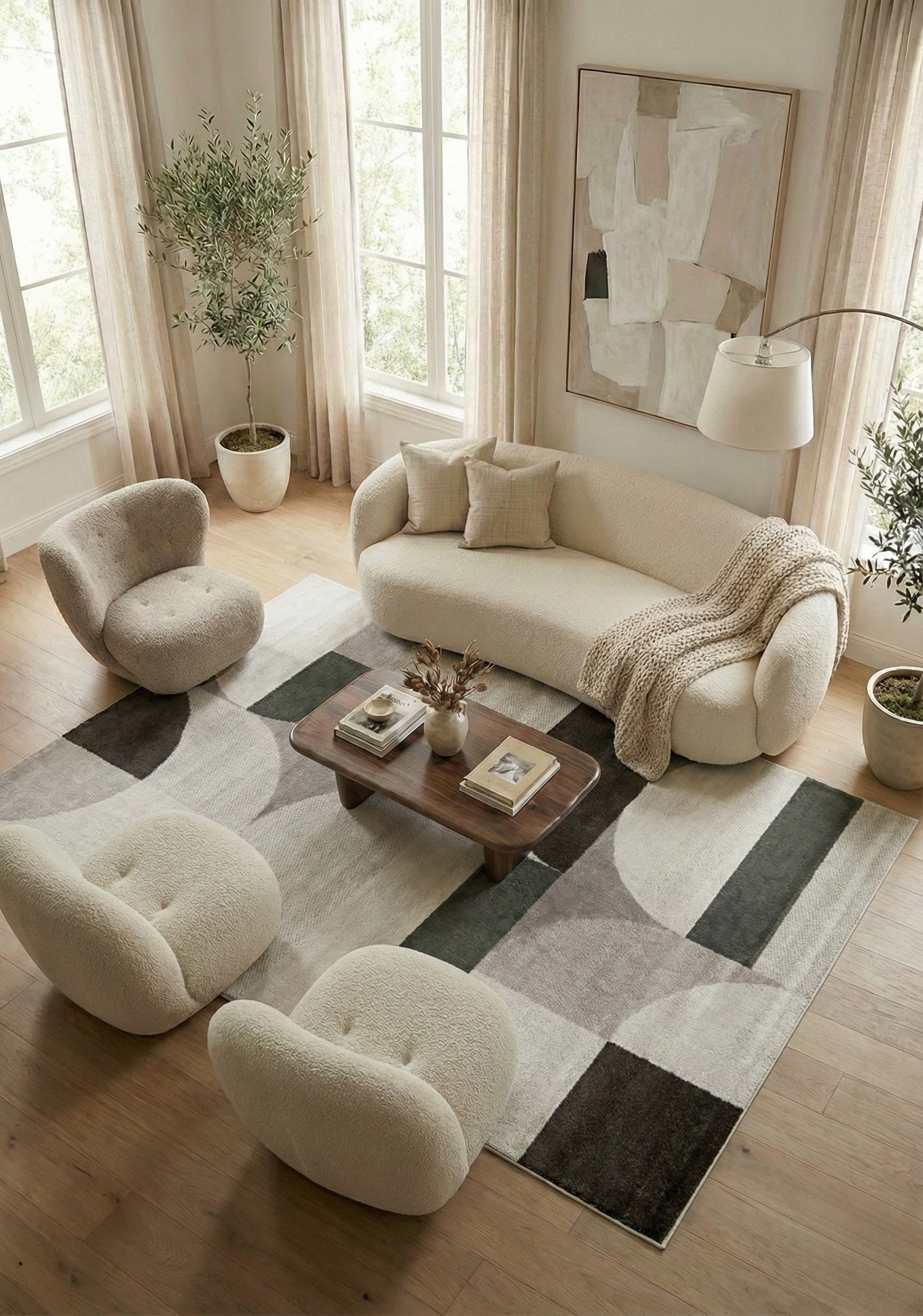 Tappeto Moderno BROOKLYN A Marrone Verde | Stile Geometrico