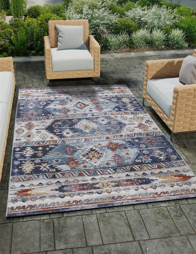 Tappeto da Esterno MAGGIO B - Indoor/Outdoor - Blu Chiaro | Ideale per Terrazze, Balconi, Patio, Verande - CarpetLiving