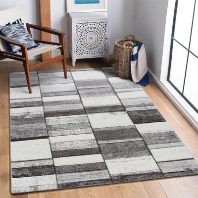 Tappeto Moderno Ray Geometrico - Grigio Bianco - Antiscivolo | Ideale per Soggiorno, Camera da Letto, Sala da Pranzo - CarpetLiving