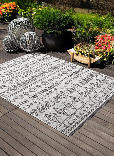 Tappeto da Esterno - ETHNO 1 GREY - Indoor/Outdoor - Grigio | Ideale per Terrazze, Balconi, Patio, Verande - CarpetLiving