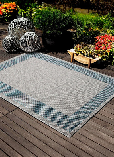 Tappeto da Esterno - FRAME GREY BLUE - Indoor/Outdoor - Grigio Blu | Ideale per Terrazze, Balconi, Patio, Verande - CarpetLiving