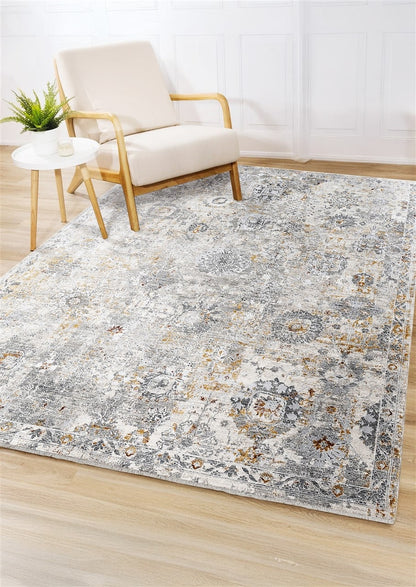 Tappeto Vintage Wellington Cream Silver – Design Classico in Velluto