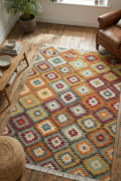 Tappeto Kilim in Lana - Fatto a Mano - KILIM SIVAS - Stile Etnico Tradizionale - Materiali Sostenibili - CarpetLiving