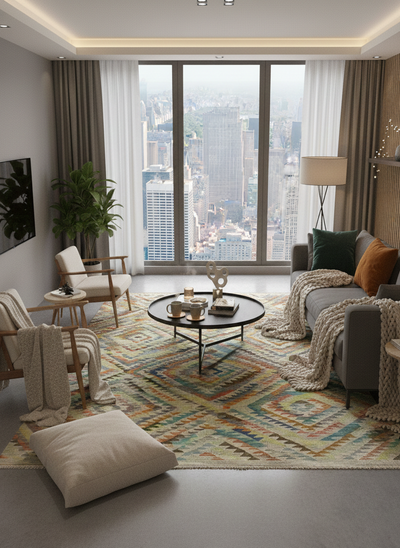 Kaudani Afghan Kilim 306x249 cm, Hand-Woven Wool