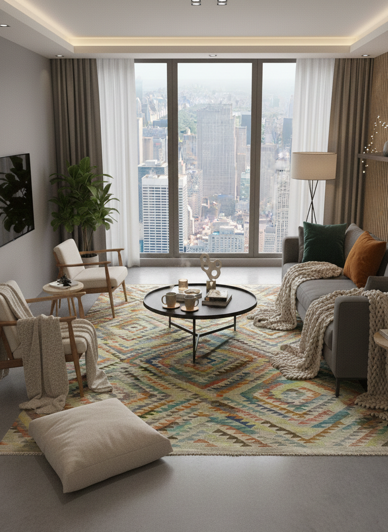 Tappeto Kilim Kaudani Afghan fatto a mano multicolore 306x249cm