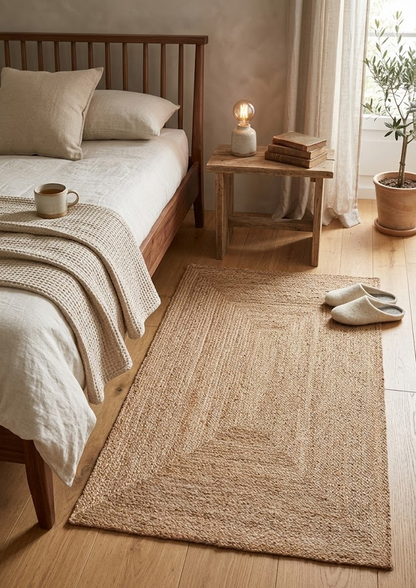 Tappeto Juta Frame - Juta Naturale - Realizzato su telaio manuale