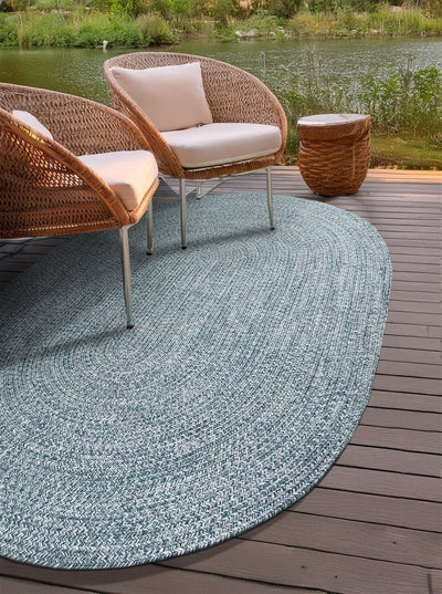 Tappeto Solid Acqua - Ovale Indoor/Outdoor - CarpetLiving