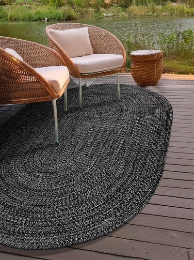 Tappeto Outdoor Ovale - Solid Grigio carbone - Interno/Esterno - CarpetLiving