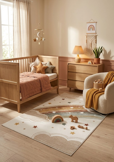 Tappeto Bambini FANTASIA RAINBOW - Bianco Multicolore