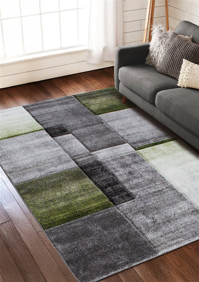 Tappeto moderno Timelapse Grey Green geometrico - CarpetLiving