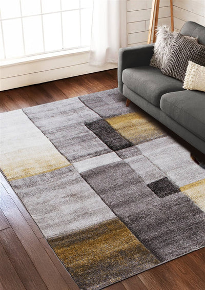 Tappeto moderno Timelapse Grey Yellow geometrico - CarpetLiving